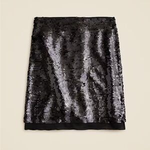 NWT J.Crew Black Chiffon-lined sequin skirt